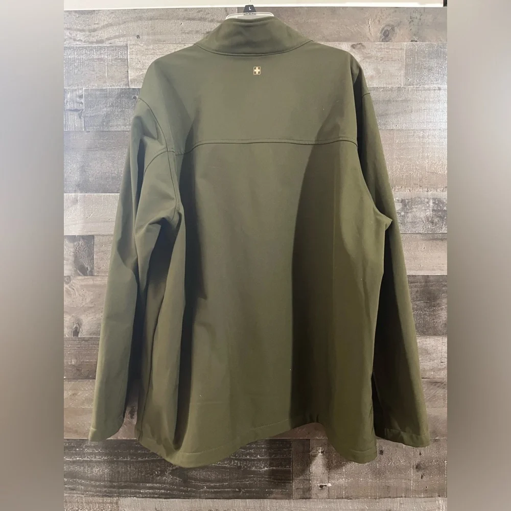 Swiss Tech Jacket Men’s 2XL Dark Green Full Zip Mock Neck Casual Pockets - Picture 2 of 8